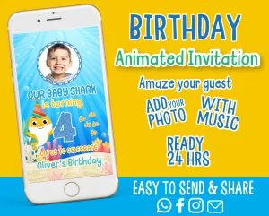 Baby Shark Birthday Video Invitation – Animated Party Invite with Music