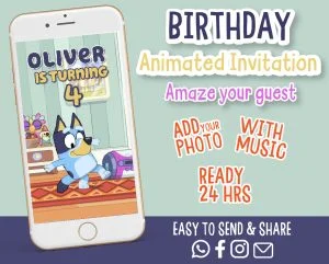 Bluey Animated Video Invitation