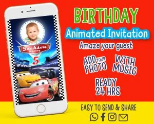 Cars Birthday Video Invitation – Lightning McQueen Animated Party Invite