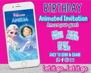 Frozen Birthday Video Invitation – Elsa & Olaf Animated Party Invite with Let It Go Song