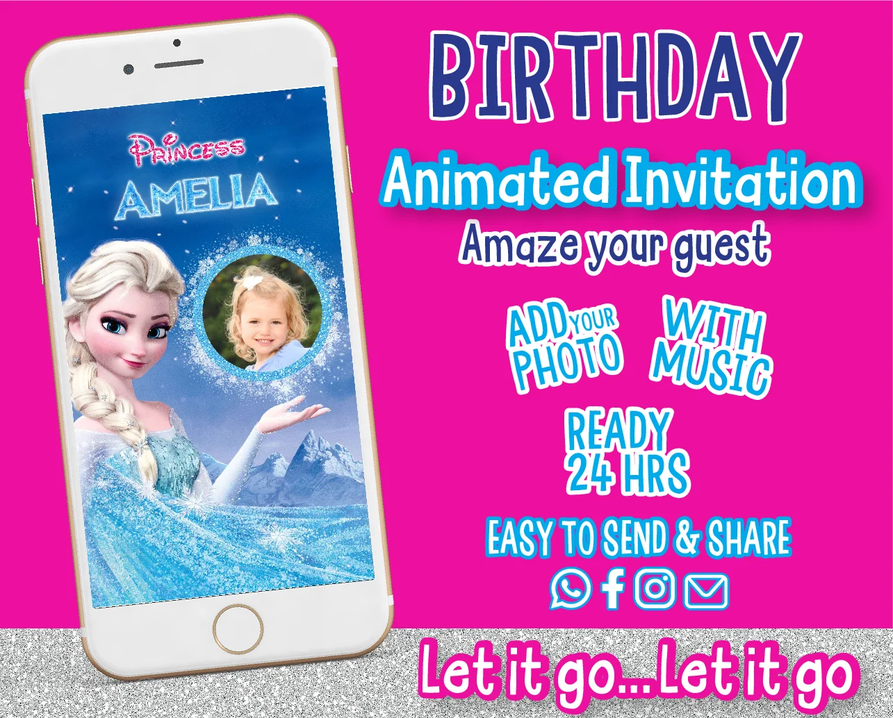 Frozen Birthday Video Invitation – Elsa & Olaf Animated Party Invite with Let It Go Song