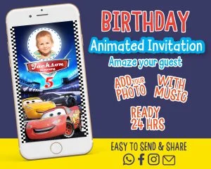 Cars Birthday Video Invitation – Lightning McQueen Animated Party Invite