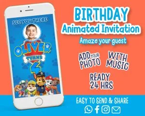 Paw Patrol Birthday Video Invitation – Chase, Skye & Marshall Animated Invite