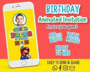 Super Mario Birthday Video Invitation – Mario & Luigi Animated Party Invite