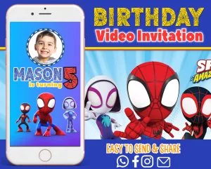 Marvel’s Spidey and His Amazing Friends Birthday Video Invitation – Spidey, Ghost-Spider & Spin
