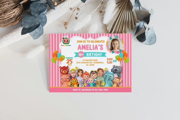 Cocomelon Birthday Invitation, Editable and Printable Cocomelon Birthday Invitation, Editable Kids Birthday invitation, Cocomelon Theme-4