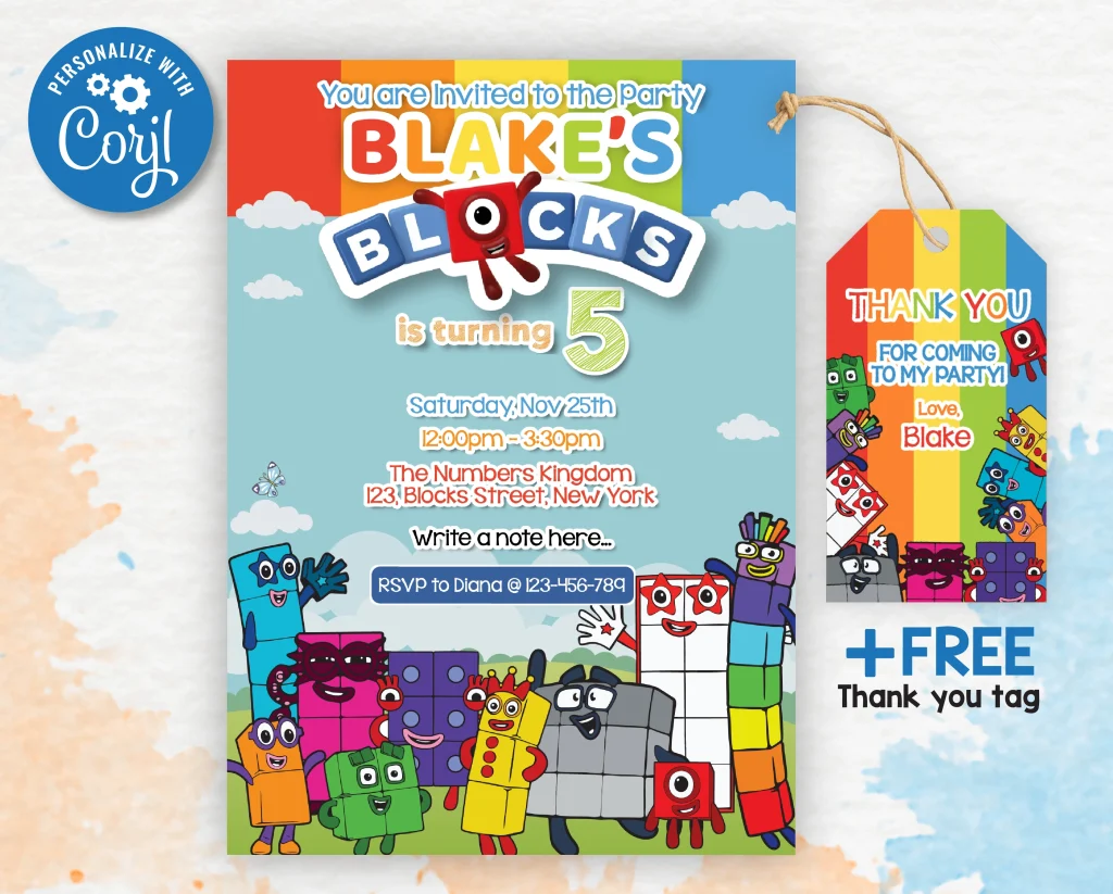 Numberblocks Birthday Party Invitation - Amazinginvite