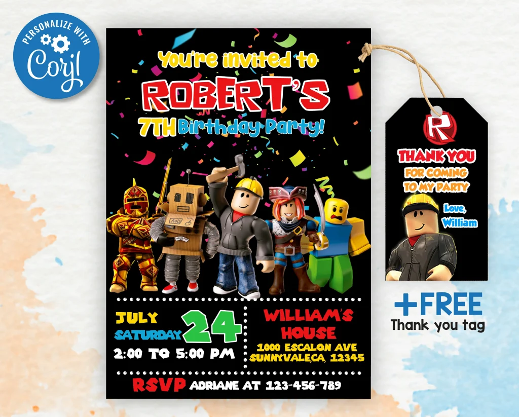 Roblox Birthday Party - amazinginvite