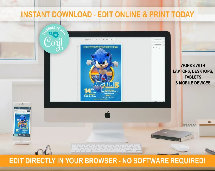 Sonic The Hedgehog Birthday Invitation, Editable and Printable Sonic Birthday Invitation, Editable Kids Birthday invitation, Sonic Theme-11