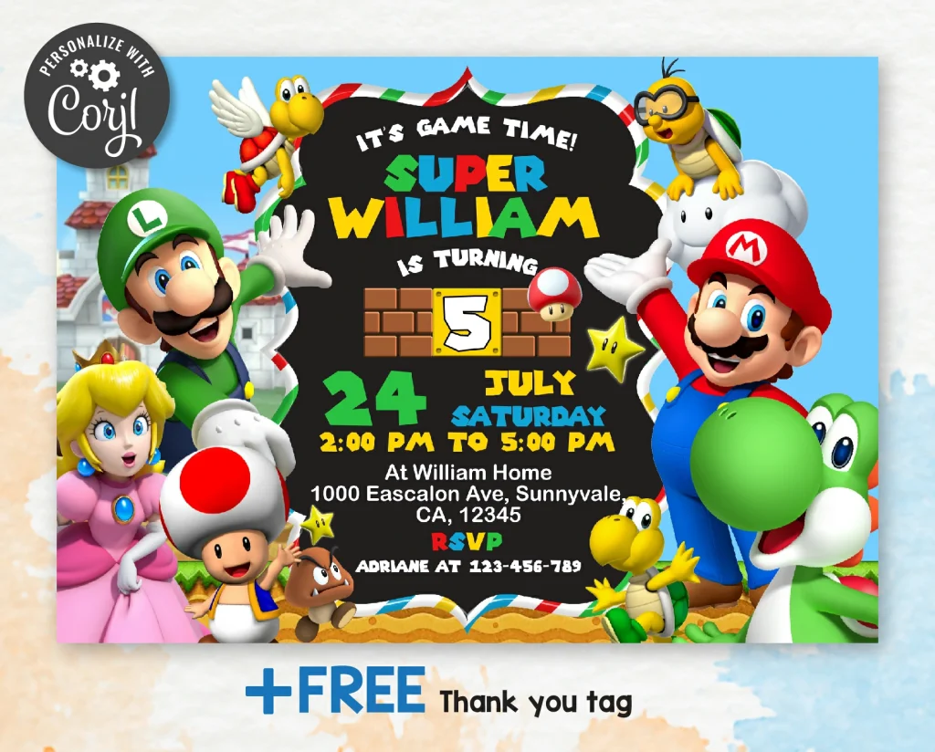 super mario invitation - amazinginvite