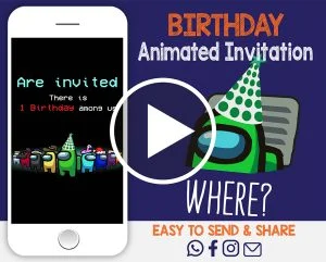 Among Us Birthday Video Invitation – Animated Gaming Party Invite
