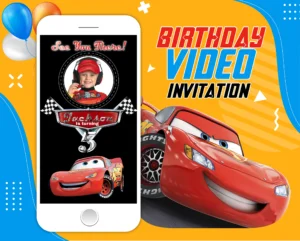 Cars Lightning McQueen Birthday Video Invitation – Custom Animated Invite for Kids