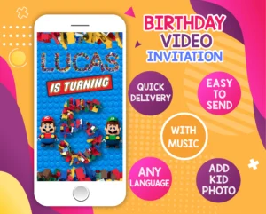 Building Blocks Birthday Video Invitation | LEGO Animated Custom Invite