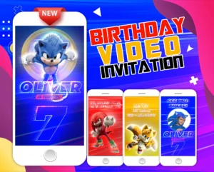 Sonic card, Sonic themed, Tails invite, Knuckles invite, ring Sonic, video game invite, 2nd birthday party, Sonic decor