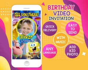 Spongebob Birthday Video Invitation – Custom Animated Digital Party Invite