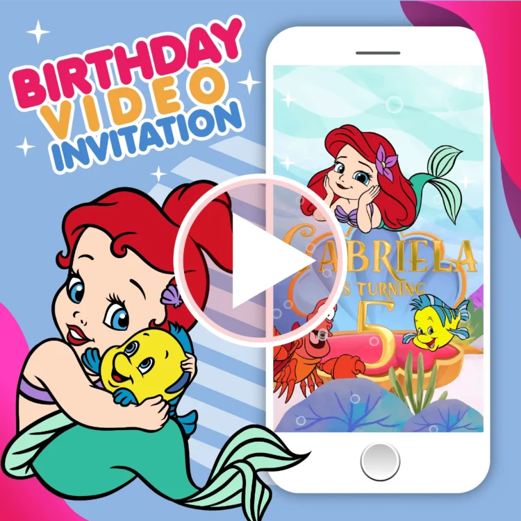 The Little Mermaid Birthday Video Invitation for Baby – Custom Animated Invite