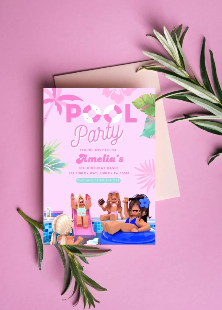Editable Roblox invitation for girls