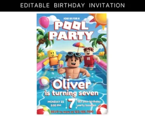 Roblox kids digital party invitation