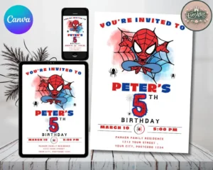 Editable Spiderman Birthday Invitation Spiderman Party Invite Instant Download Custom Spiderman Birthday Card Marvel Invitation Template