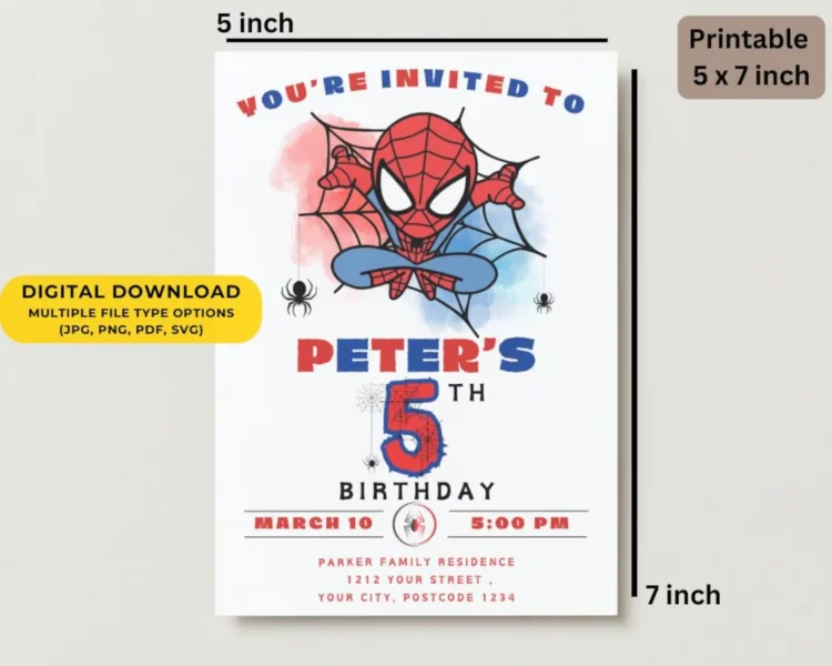 Editable Spiderman Birthday Invitation Spiderman Party Invite Instant Download Custom Spiderman Birthday Card Marvel Invitation Template. 5