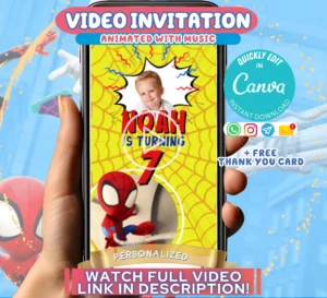 Editable Spidey Birthday Invitation, Amazing Friends Bday Party Video Invitations, Spiderman Animated Invite, Evite Canva Instant Download