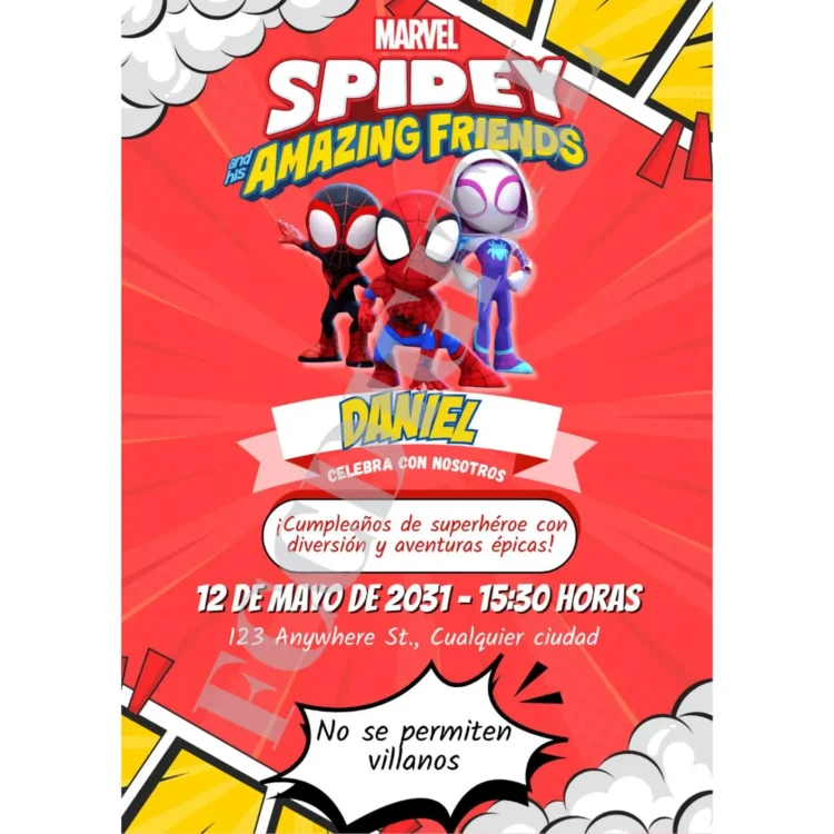 Editable Spidey and his Amazing Friends Birthday Invitation Superhero Birthday Party Invite template for boy and girl Canva Instant Download - Image 4