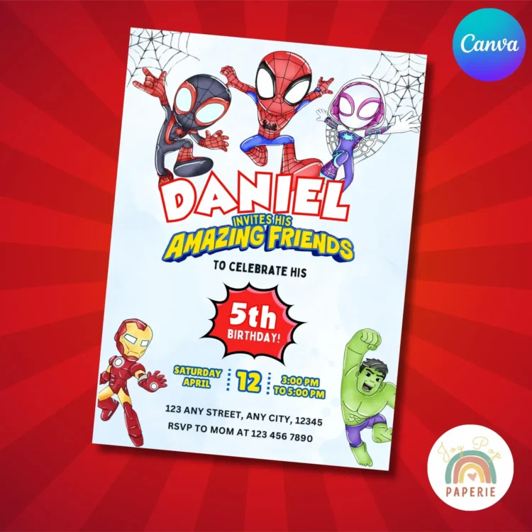 spidey invitation, spidey birthday invite, spidey party template, spidey canva template, spidey digital invite, spidey phone invite, spidey thank you tag, spidey party printable, spidey editable invite, spidey birthday card, spidey and friends invite, superhero birthday invite, superhero party template, marvel heroes invitation, marvel birthday invite, marvel party template, kids birthday invitation, editable birthday invite, printable birthday invite, digital party invitation, boy birthday invitation, cartoon party invite, superhero canva template, marvel spidey invitation, spiderman birthday card, superhero party card, editable spidey invite, spidey amazing friends, marvel editable invite, superhero digital invite