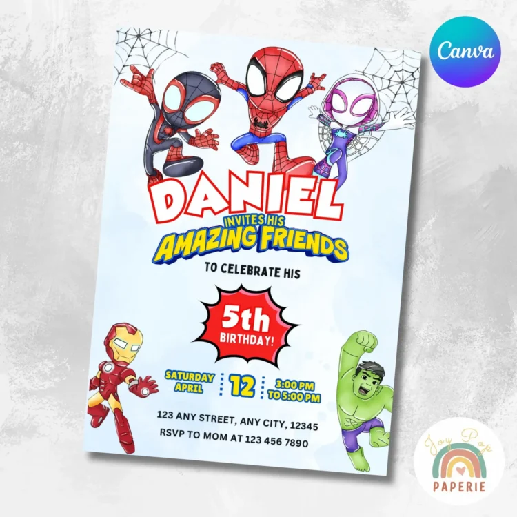 spidey invitation, spidey birthday invite, spidey party template, spidey canva template, spidey digital invite, spidey phone invite, spidey thank you tag, spidey party printable, spidey editable invite, spidey birthday card, spidey and friends invite, superhero birthday invite, superhero party template, marvel heroes invitation, marvel birthday invite, marvel party template, kids birthday invitation, editable birthday invite, printable birthday invite, digital party invitation, boy birthday invitation, cartoon party invite, superhero canva template, marvel spidey invitation, spiderman birthday card, superhero party card, editable spidey invite, spidey amazing friends, marvel editable invite, superhero digital invite