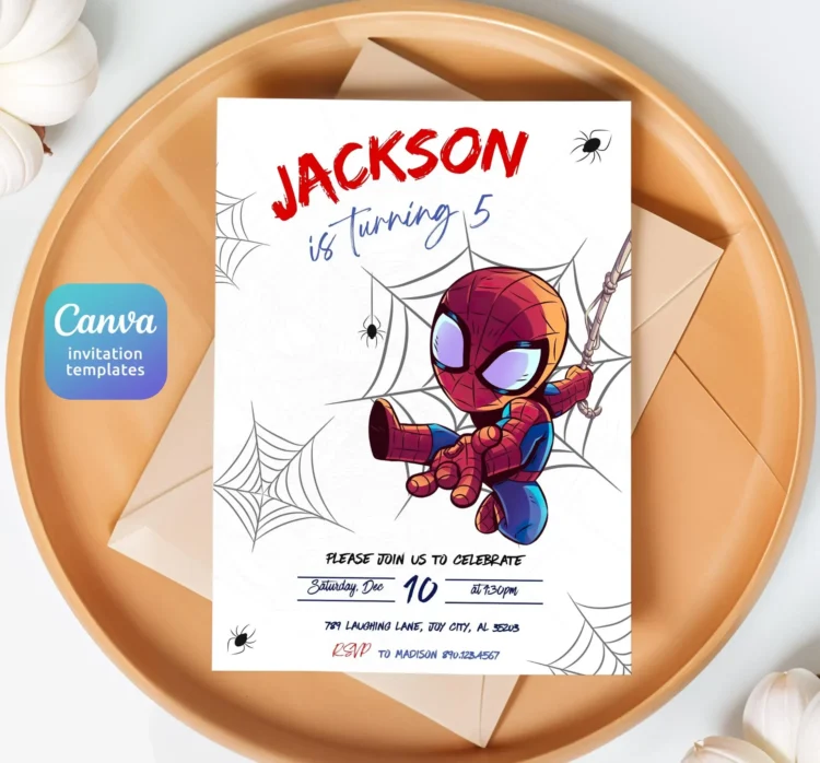 Printable Boy Birthday Invitation, superhero birthday invite, spidey friends invitation, spiderman birthday party invite, super hero