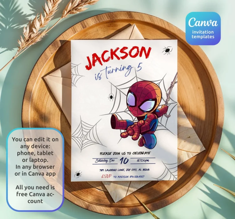 Printable Boy Birthday Invitation, superhero birthday invite, spidey friends invitation, spiderman birthday party invite, super hero