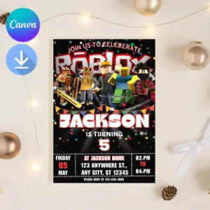 Roblox boys birthday invitation template
