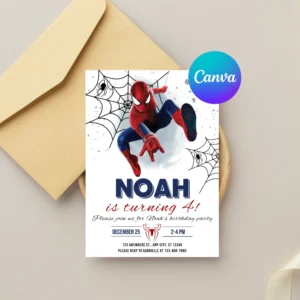 Spiderman Birthday Invitation Template Instant Download - Printable Spider-man Birthday Party Invite - Editable Boy Party Invite Card