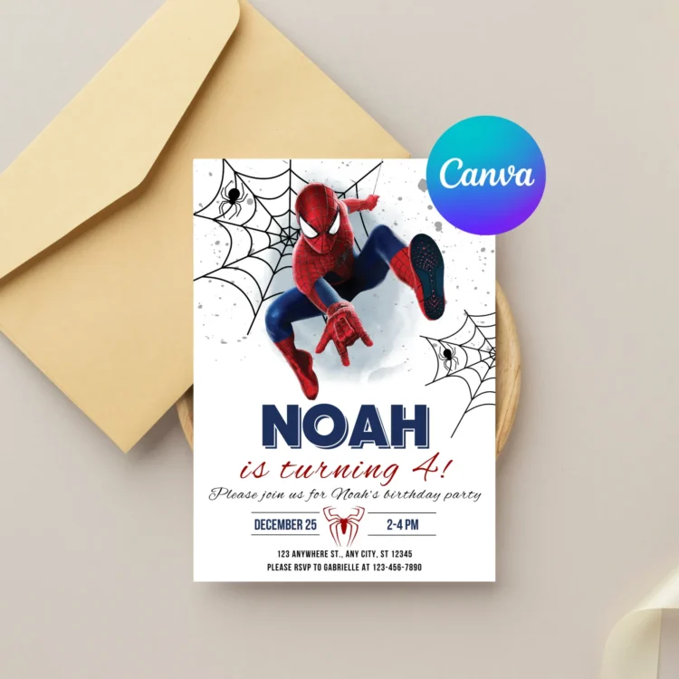 Spiderman Birthday Invitation Template Instant Download - Printable Spider-man Birthday Party Invite - Editable Boy Party Invite Card