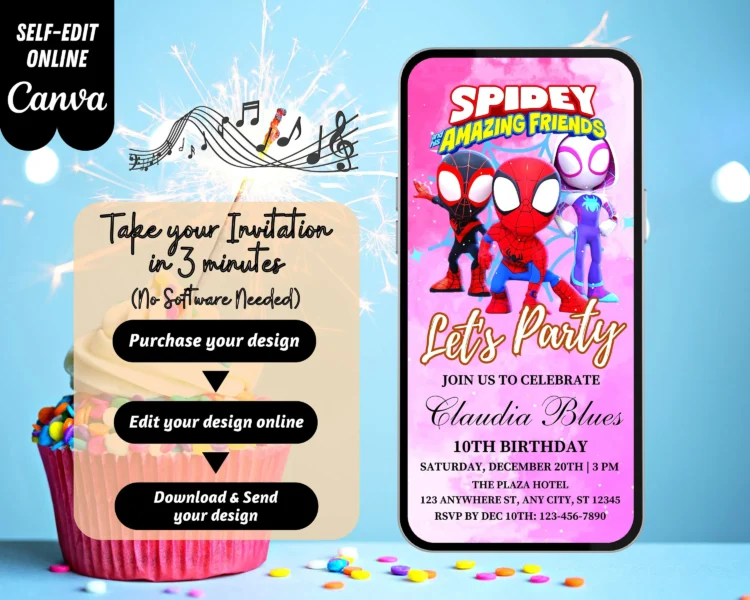 spidey invitation, spidey birthday invite, spidey party template, spidey canva template, spidey digital invite, spidey phone invite, spidey thank you tag, spidey party printable, spidey editable invite, spidey birthday card, spidey and friends invite, superhero birthday invite, superhero party template, marvel heroes invitation, marvel birthday invite, marvel party template, kids birthday invitation, editable birthday invite, printable birthday invite, digital party invitation, boy birthday invitation, cartoon party invite, superhero canva template, marvel spidey invitation, spiderman birthday card, superhero party card, editable spidey invite, spidey amazing friends, marvel editable invite, superhero digital invite