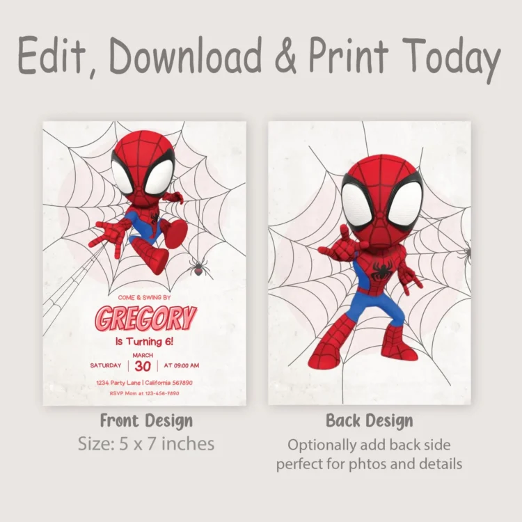Spidey Invitation Spidey and his Amazing Friends Birthday Invitation Spidey Birthday Party Invite Boy Editable Template Instant Digital
