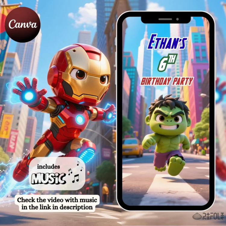 Hulk Video Invitation, Hulk Animated Birthday, Iron Man Video Invitation, Iron Man Animated Invite, Ghost Spider Video Invitation, Ghost Spider Animated Birthday, Miles Morales Video Invitation, Miles Morales Animated Invite, Marvel Heroes Video Invitation, Marvel Animated Birthday Invite, Avengers Video Invitation, Editable Hulk Video Invite, Editable Iron Man Video Invitation, Editable Ghost Spider Invite, Editable Miles Morales Invitation, Animated Superhero Birthday Invite, Kids Marvel Video Invitation, Animated Avengers Birthday, Editable Marvel Party Video, Superhero Animated Invitation