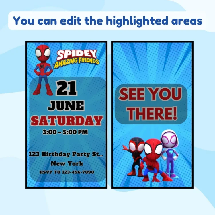 Spidey Invitation Spidey and his Amazing Friends Birthday Invitation Spidey Birthday Party Invite Boy Editable Template Instant Digital