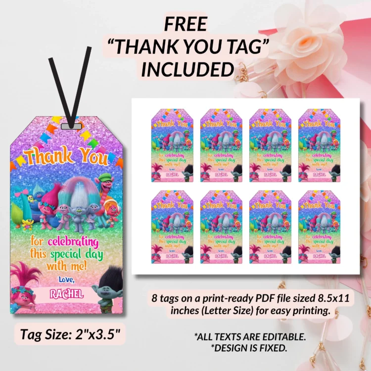 Trolls invitation, Trolls Birthday Invite Printable, Trolls Craziest Party Birthday Invitation, Digital Trolls Party Editable Template Canva 2